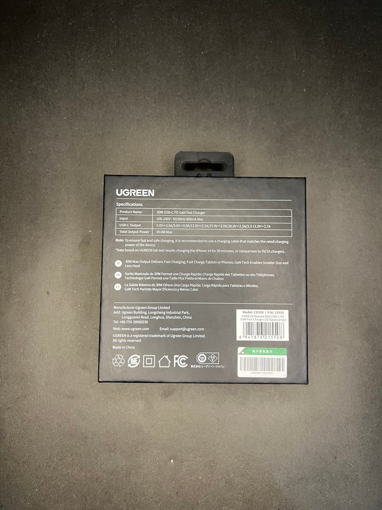 UGREEN Nexode RG 30W USB-C GaN Fast Charger – Space Grey