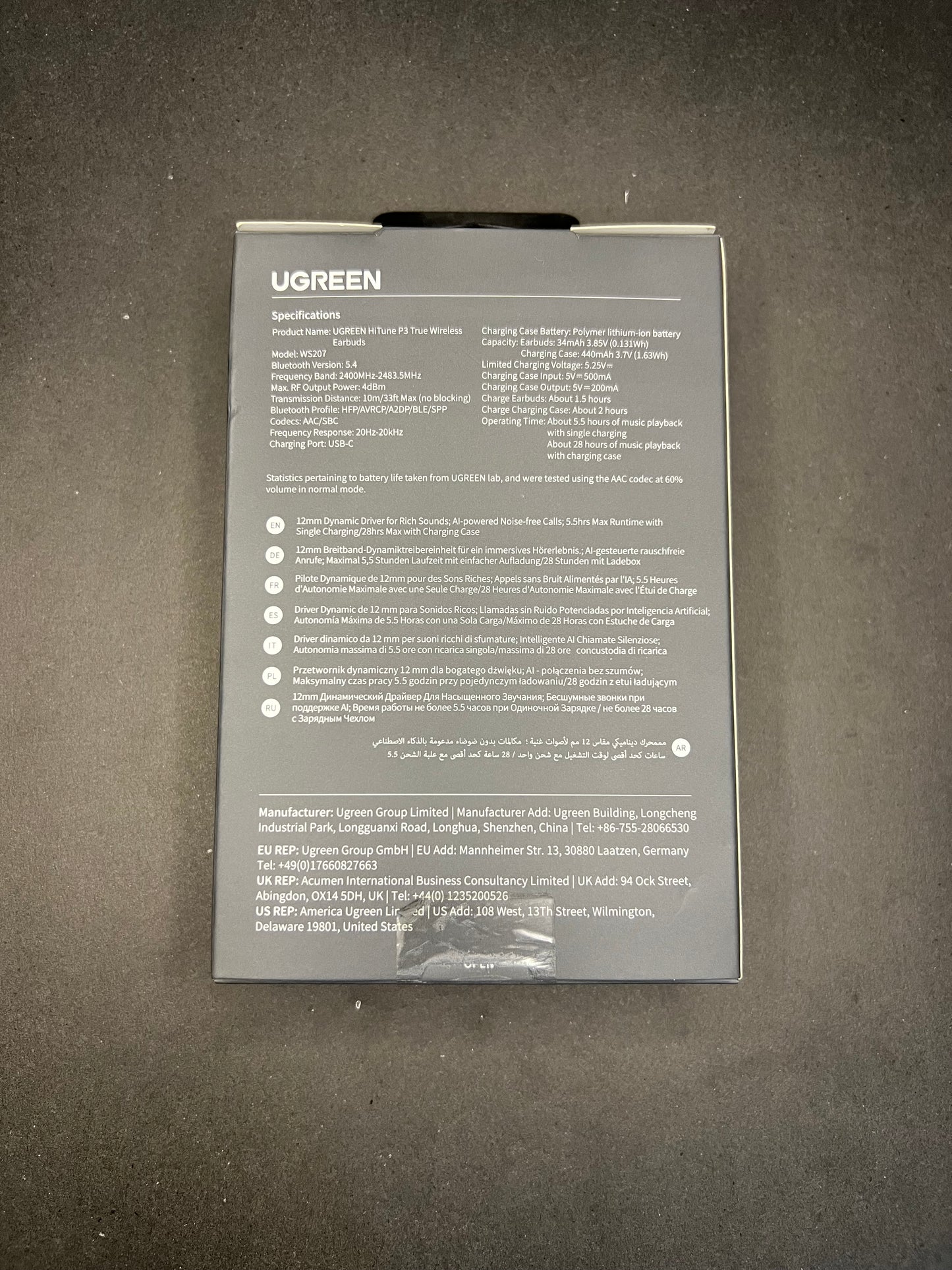 UGREEN HiTune P3 True Wireless Earbuds – 28H Playtime, AI-Powered Noise Reduction, 12mm Drivers