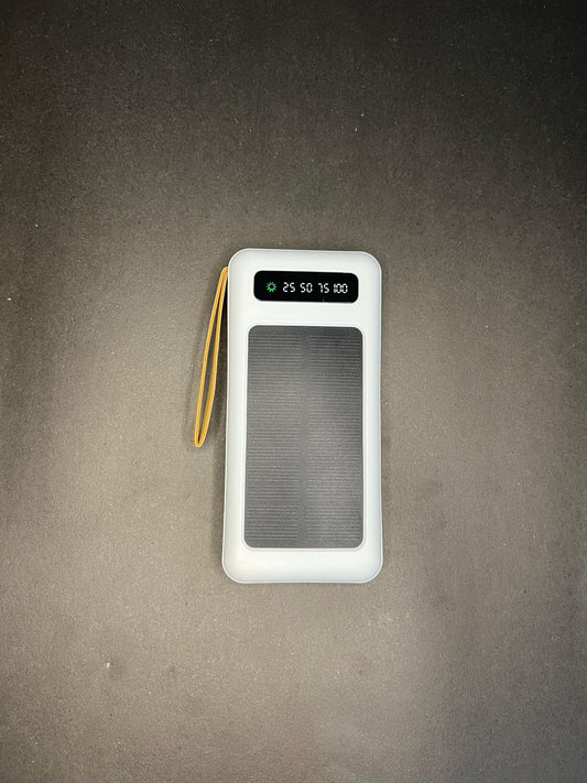 10,000mAh Solar Power Bank with Built-In Charging Cables & Digital Display – Portable & Multi-Device Compatible
