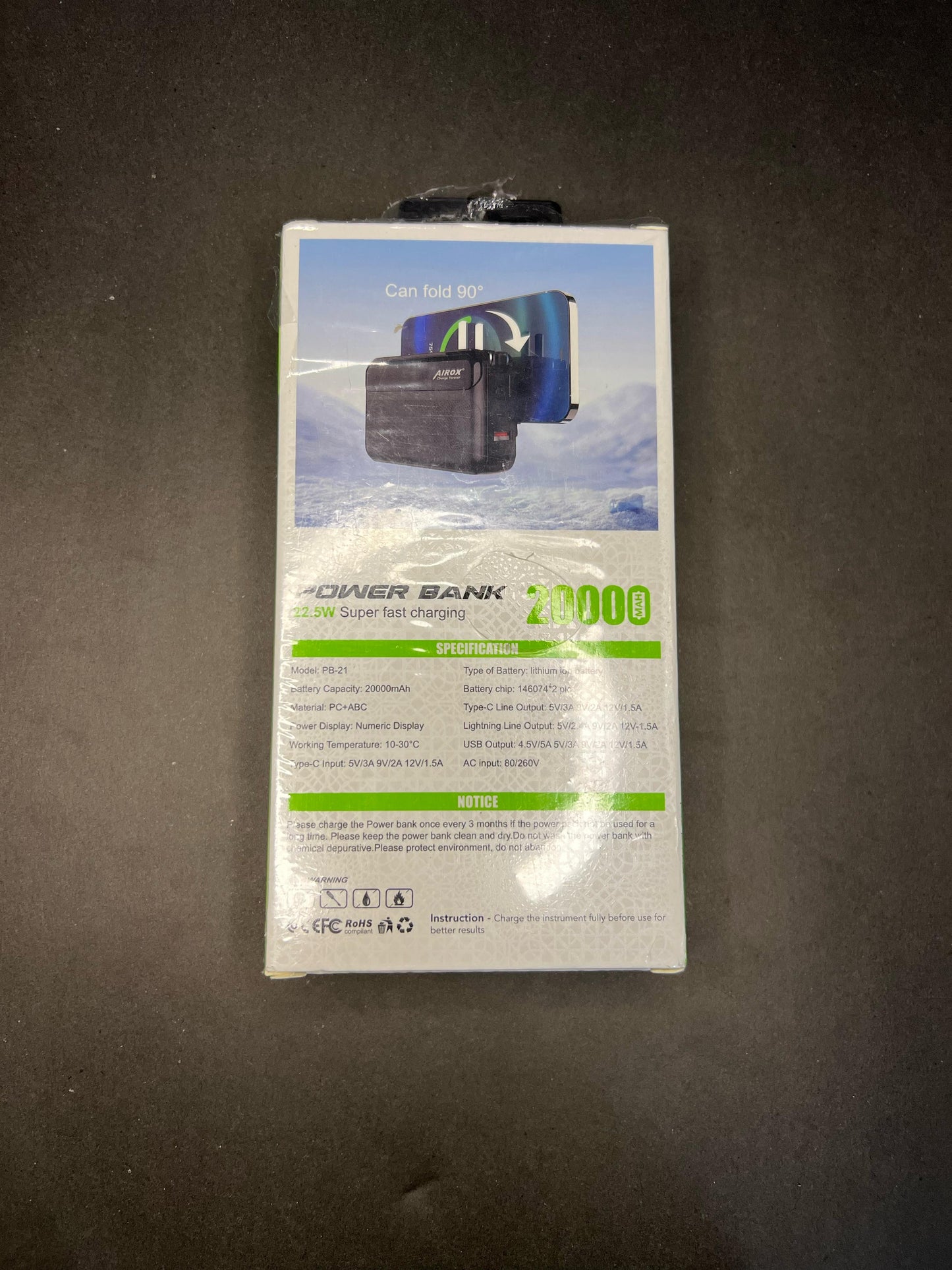 Airox 20000mAh 20W Power Bank – Fast Charging with High Capacity